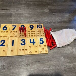 Wooden Number Counting Board with 55 Pegs